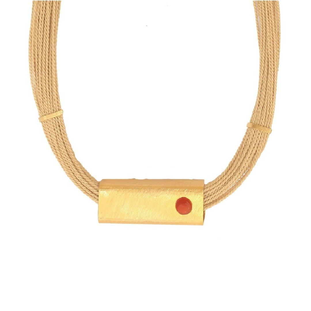 Collar Agata de Purplêe Store hechos a mano en palha de burití con piedra natural intercambiable (ágata, cuarzo verde o madreperla) – joyas sostenibles de diseño minimalista