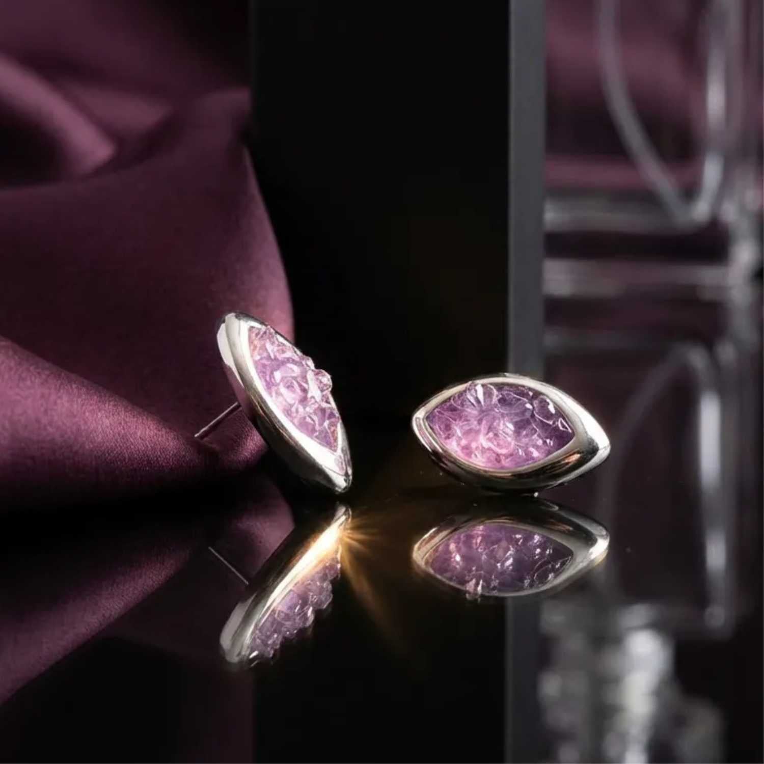 Amethyst Birthstone Earrings – Minimal Elegant Design| Purplee Store