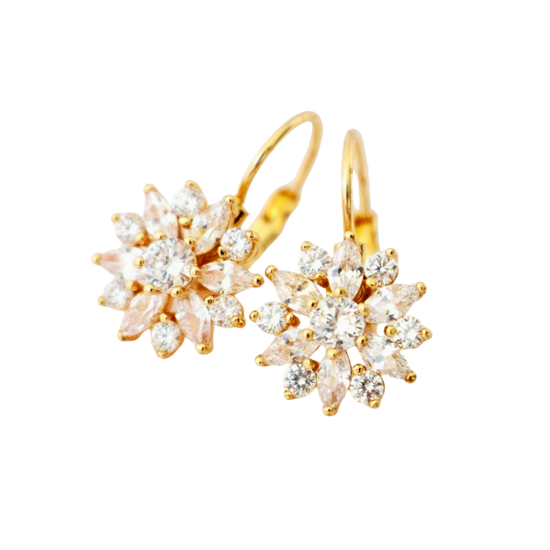 Gold Sun Earrings – Handmade 18k Gold Plated Stainless Steel Jewelry – Elegant Hypoallergenic Studs for Women – Statement Boho Chic Design