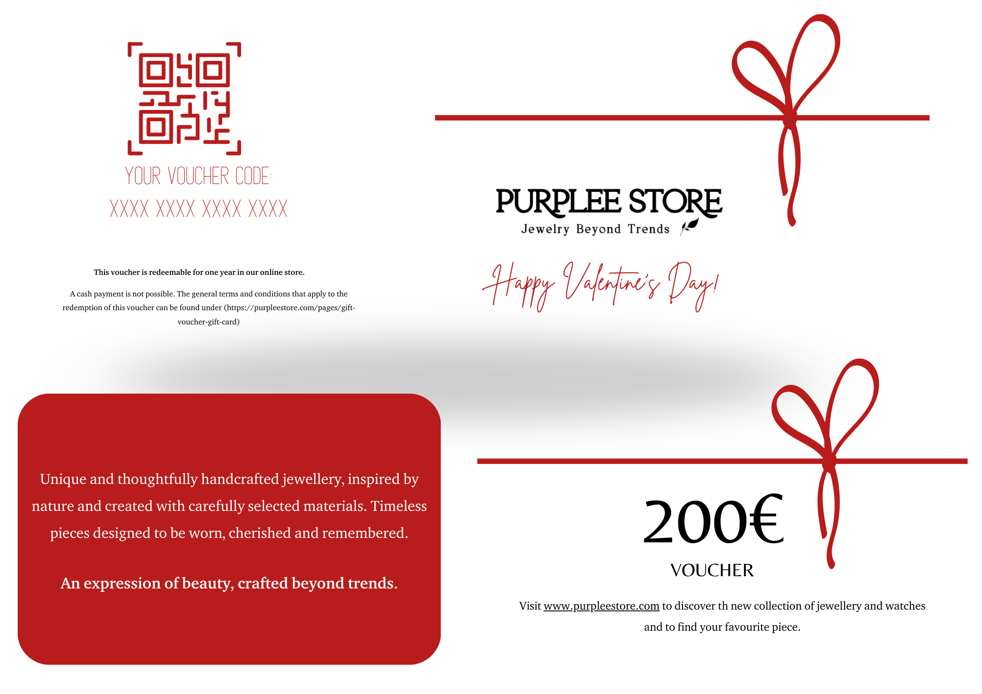 Gift Card Voucher Valentines Day Purplee Store - Details