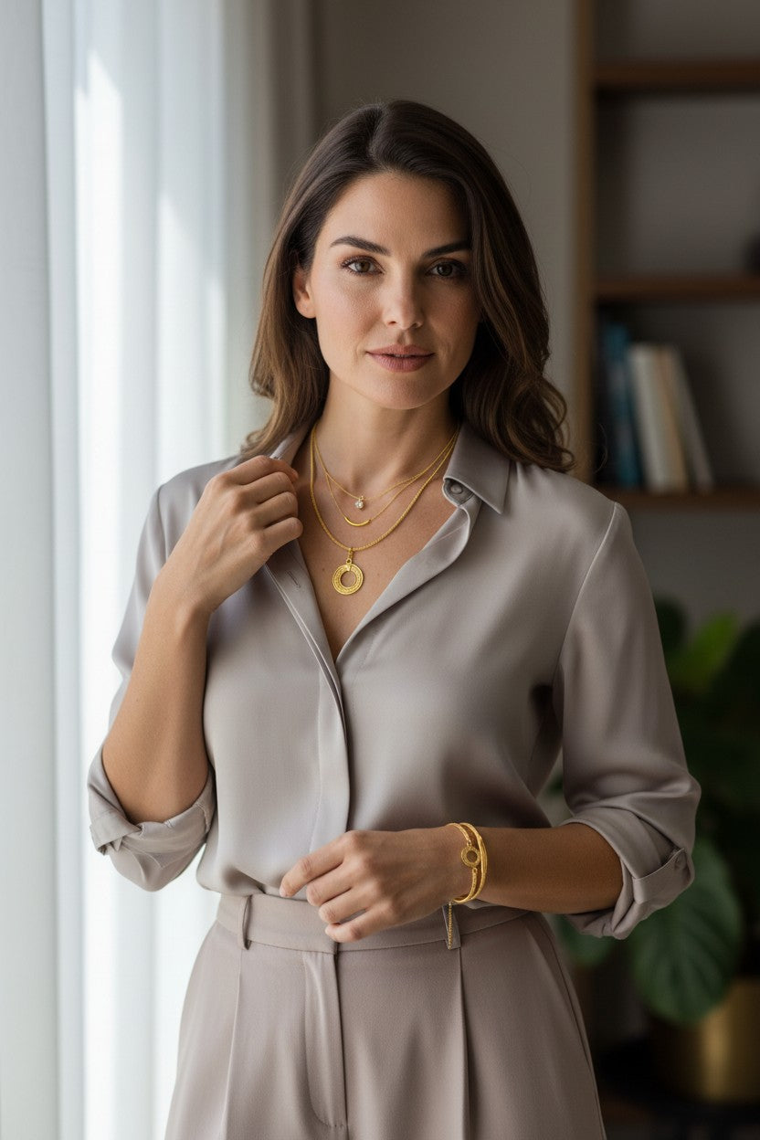 Nireya Necklace – structured three-line handmade jewelry – Purplee Store