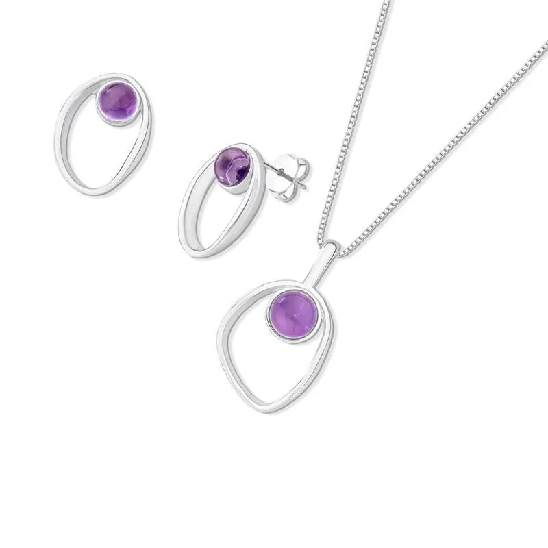 Set Jewellery 925 Sterling Silver Amethyst Purplee Store