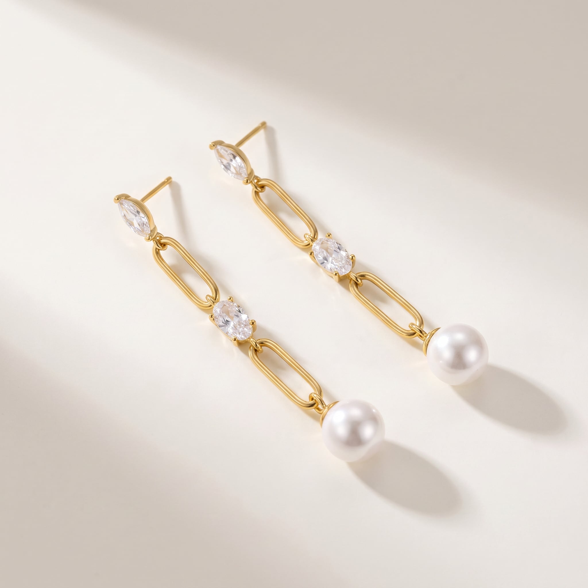 Lumina Gemstone Link Gold Vermeil Earrings| Purplee Store