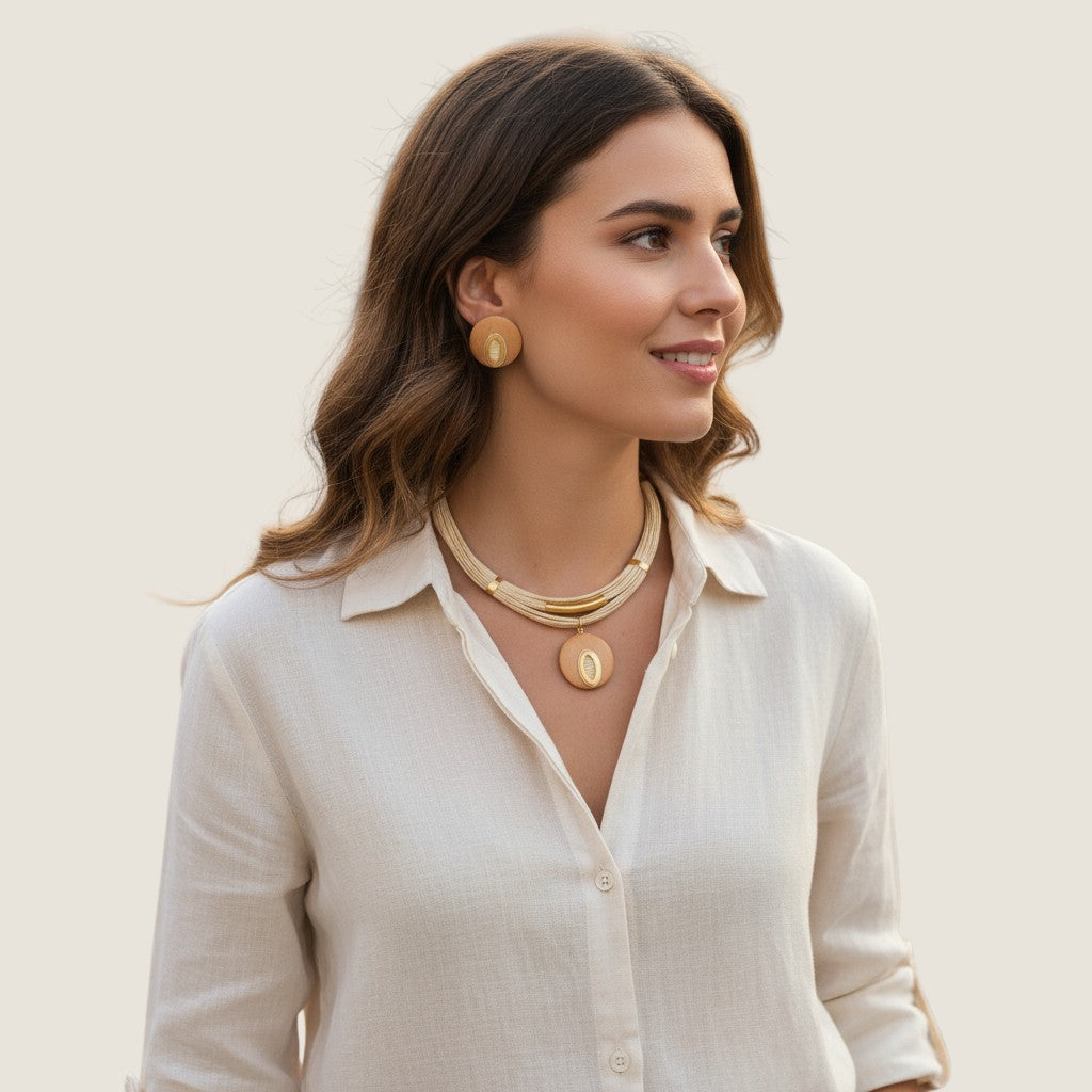 Elegant Vireli Set with necklace and earrings crafted by artisans