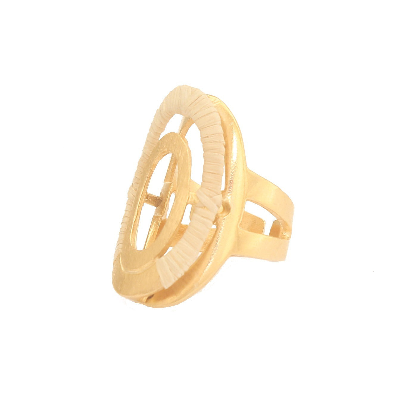 Anillo regulable hecho de paja Buriti y oro 18k Purplee Store