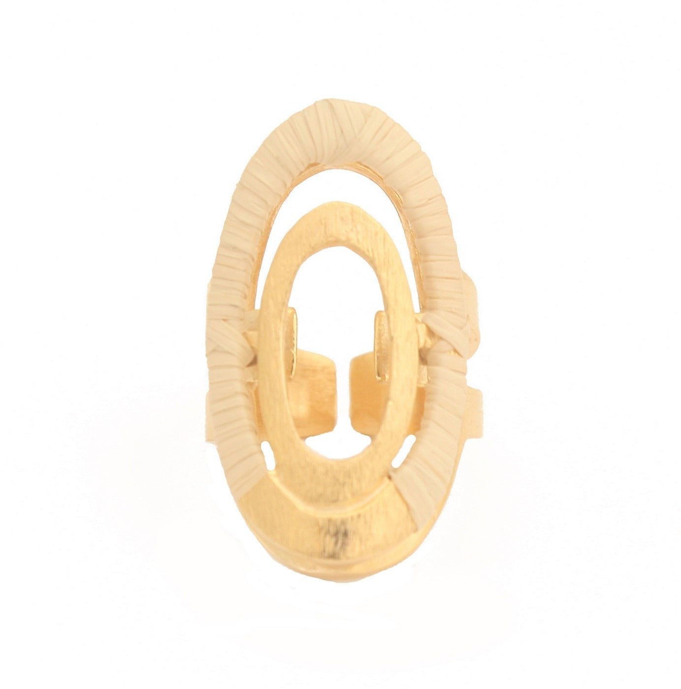 Anillo regulable hecho de paja Buriti y oro 18k Purplee Store