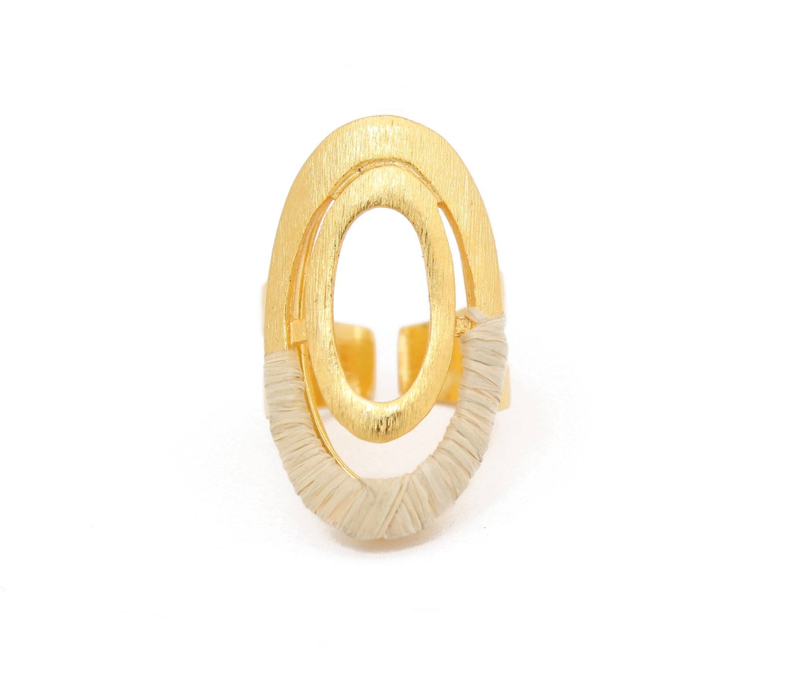 Anillo regulable hecho de paja Buriti y oro 18k Purplee Store