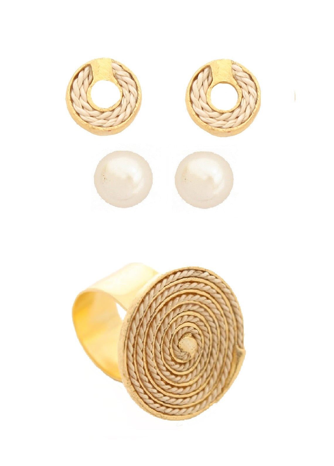 Conjunto pendiente y Anillo regulable en paja Buriti Purplee Store
