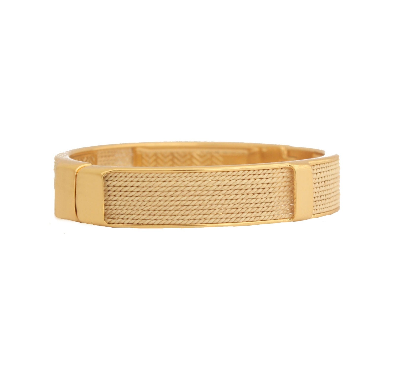 Pulsera rígida de Purplêe Store hecha a mano en palha de burití con cierre dorado – joya sostenible, moderna y elegante