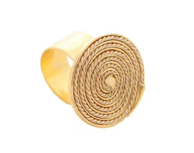 Adjustable Buriti Ring, 18k Gold - Artisan Eco - Chic | Luxury handcrafted jewelry with natural materials and genuine stones - Purplee Store