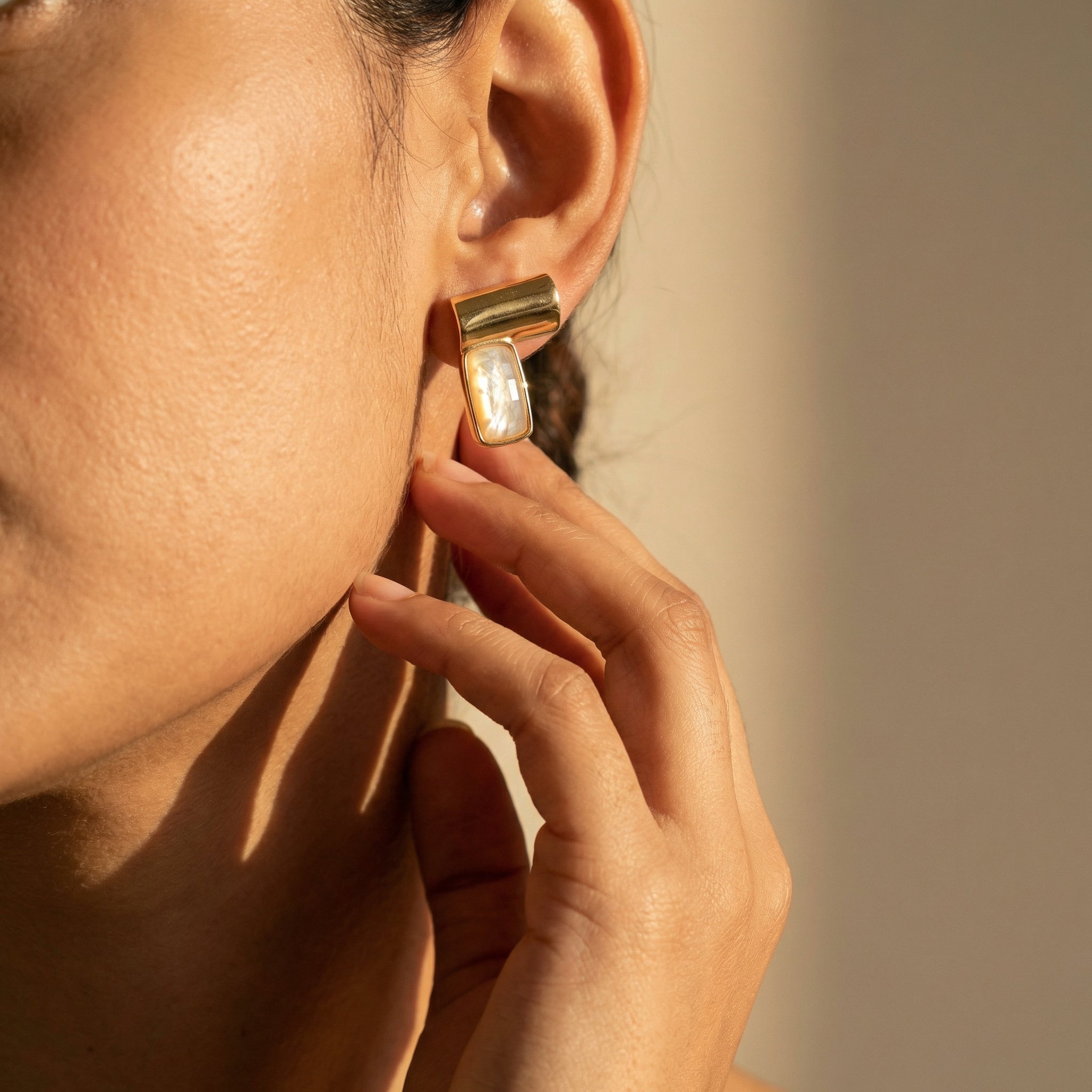 Premium 24K Gold Plated Earrings with Genuine Opal of the Sea | Luxury handcrafted jewelry with natural materials and genuine stones - Purplee Store