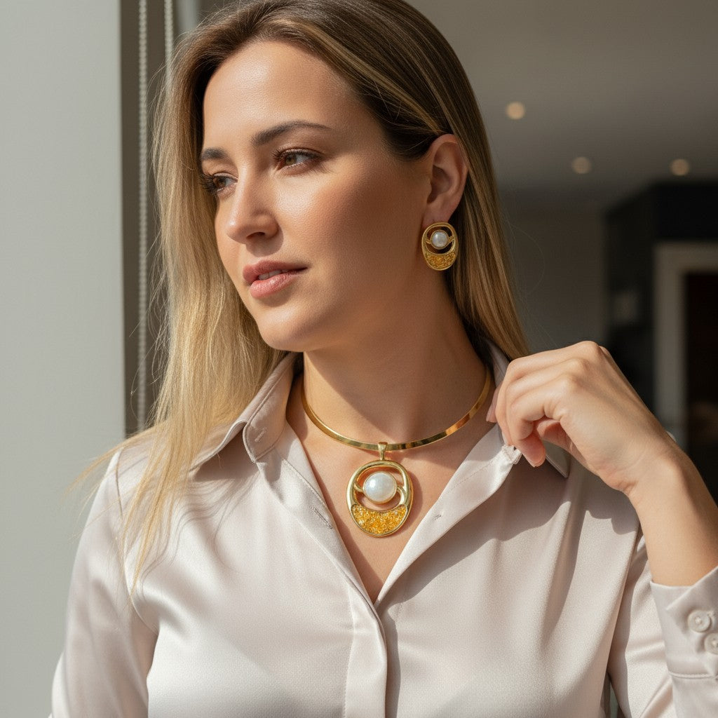 Samyra Alvarez Mollica – founder of Purplee Store using a natural stones