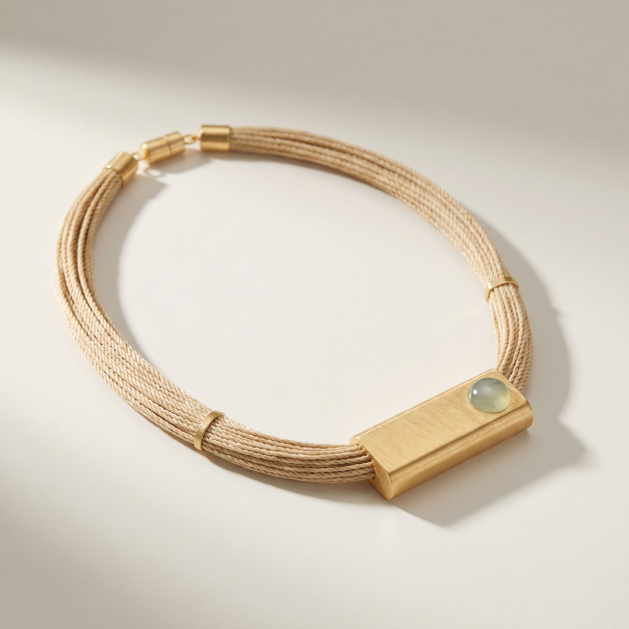 Purplee Store Buriti Geometric Orvellia Necklace with a gold clasp on a light background