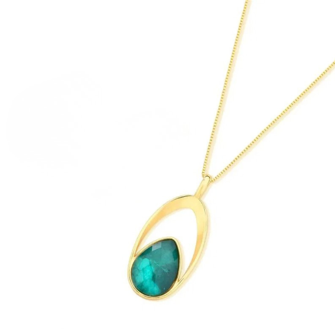 Emerald pear pendant necklace in 24K gold – ELAN Collection | Purplee Store