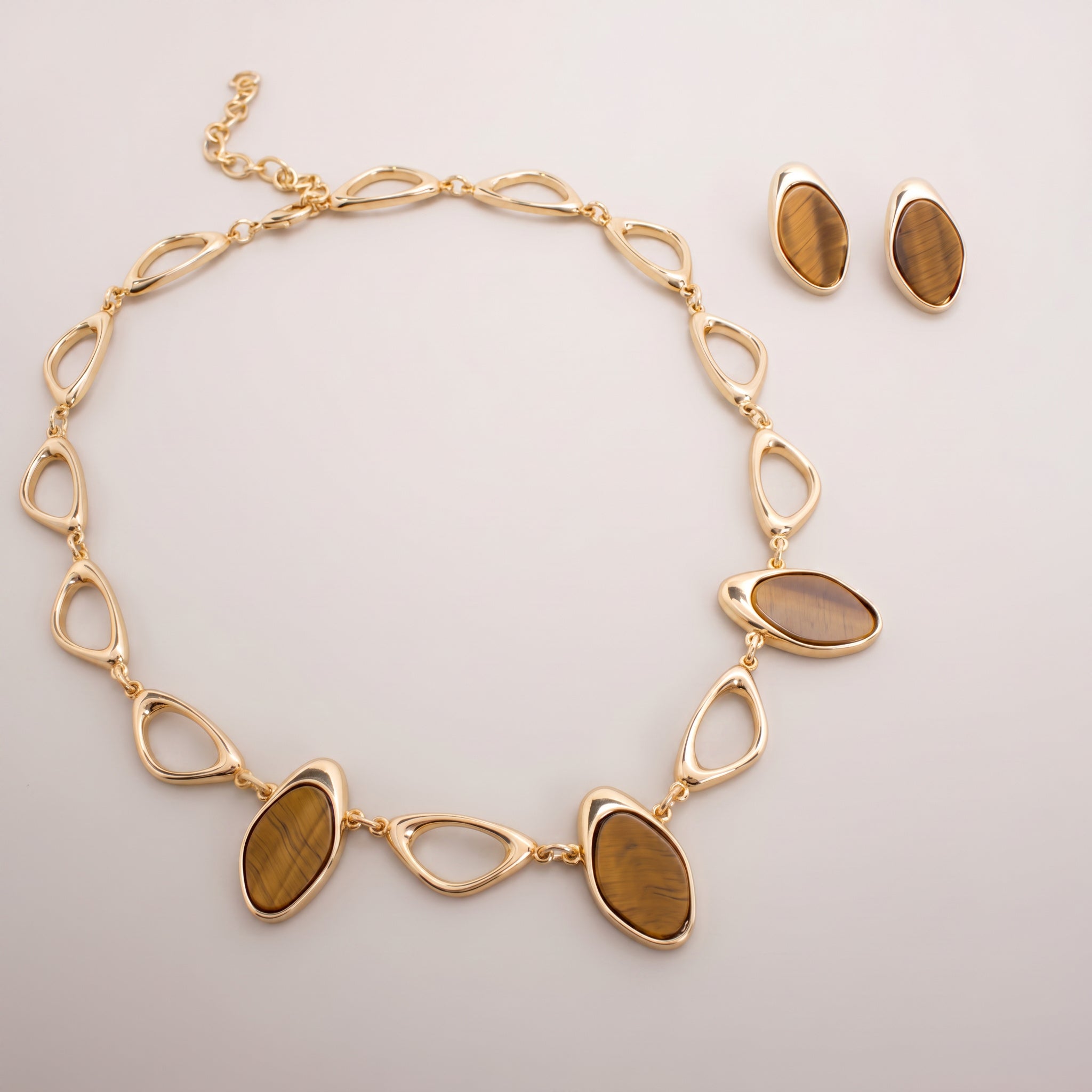 Purplee Store Earthly Opulence Ethereal Tiger’s Eye Statement Set on a light gray background