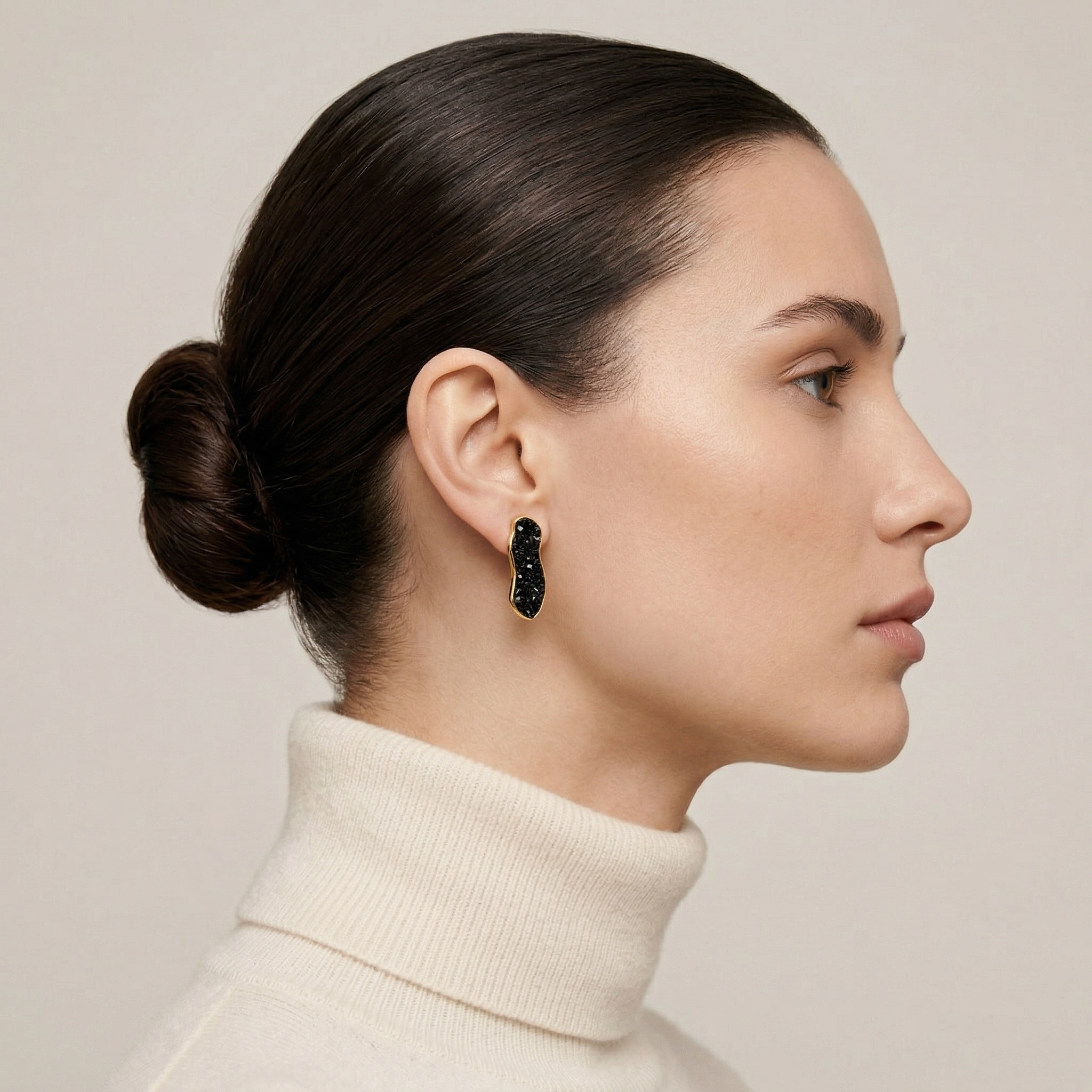 Woman using a Earthly Opulence Midnight Gemstone Studs-Purplee Store