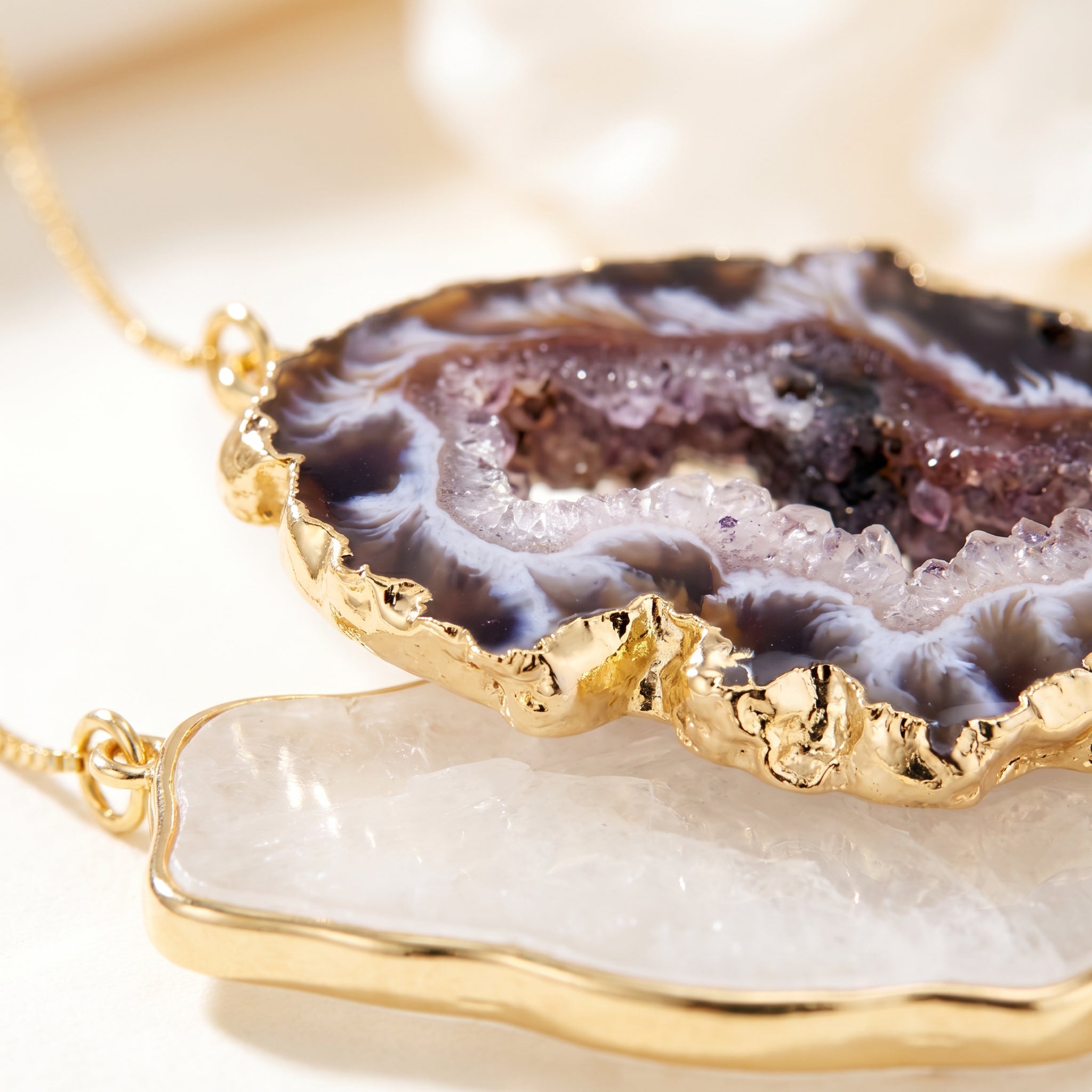 Close-up on Earthly Opulence Sublime Gemstone Necklace-Purplee Store