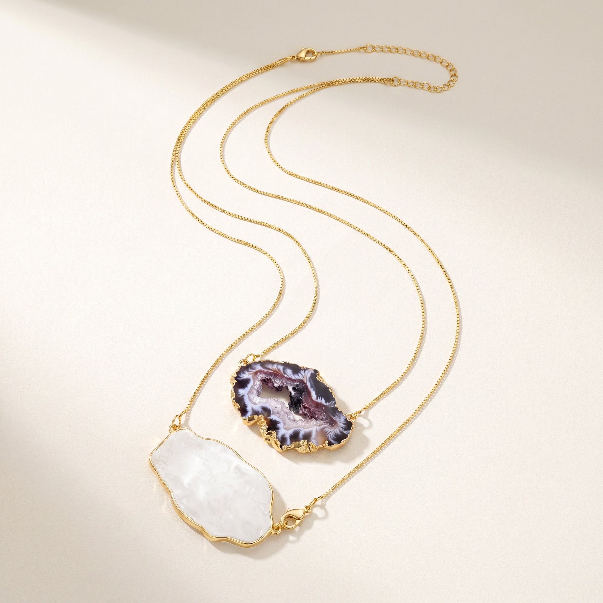 Earthly Opulence Sublime Gemstone Necklace-Purplee Store on a beige background