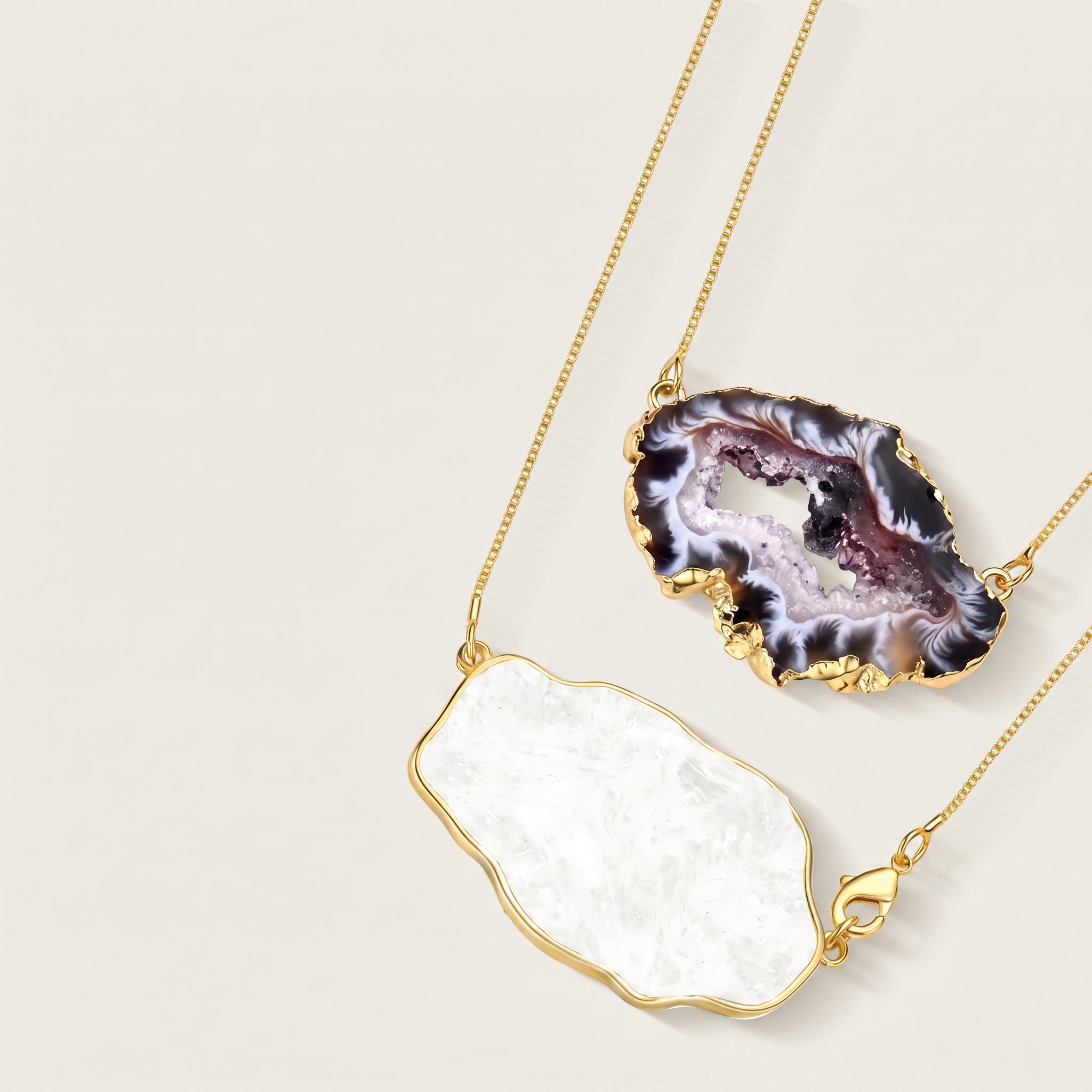 Earthly Opulence Sublime Gemstone Necklace-Purplee Store on a beige background