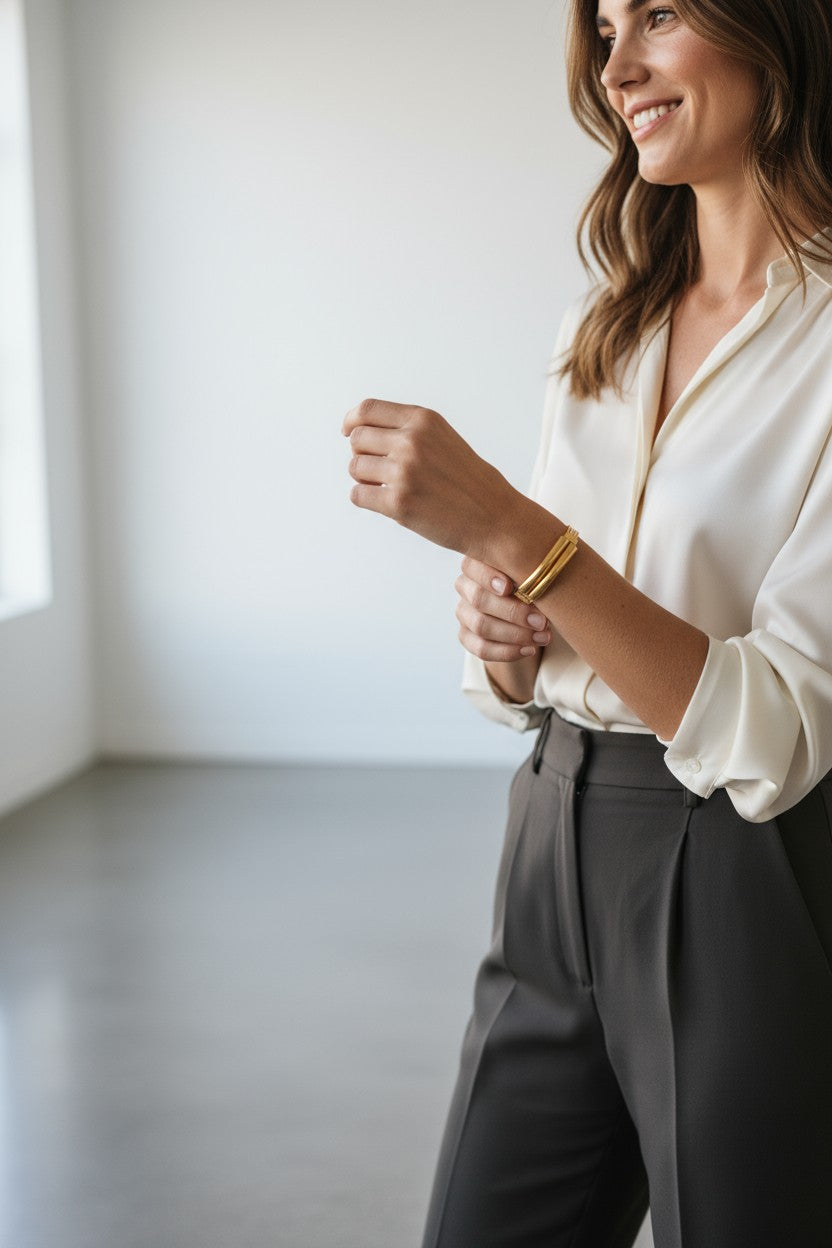 Elegant Ethereal Bracelet with Buriti fiber and gold-plated details