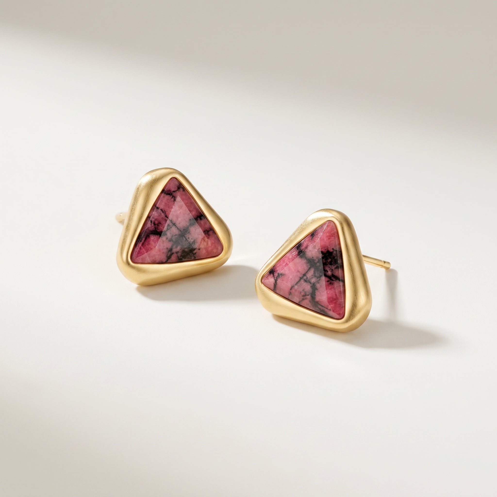Purplee Store ICON Eclipse Rhodonite Statement Earrings  on a light gray background