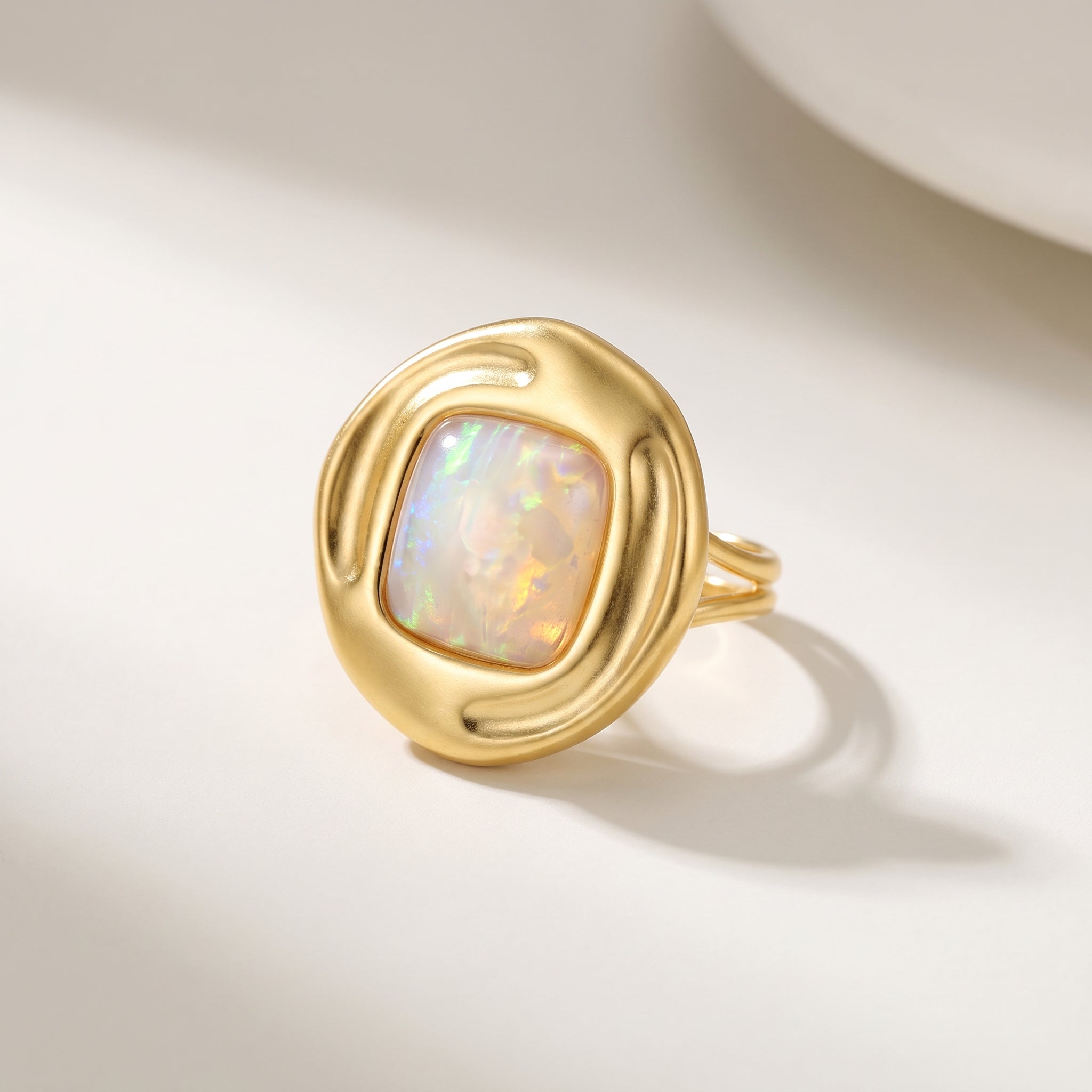Purplee Store ICON Nautilus Opal Premium Ring on a light background