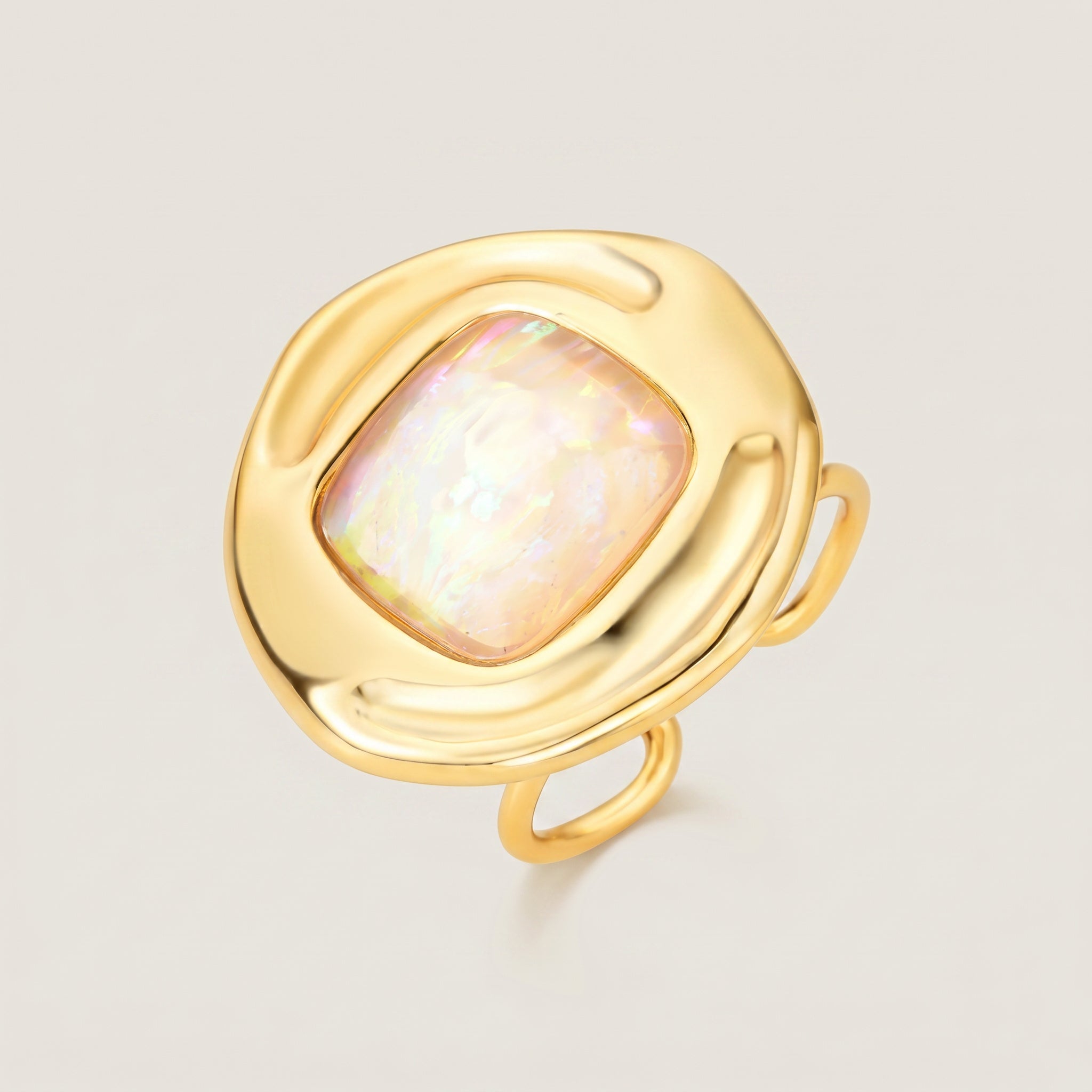 Purplee Store ICON Nautilus Opal Premium Ring on a light gray background