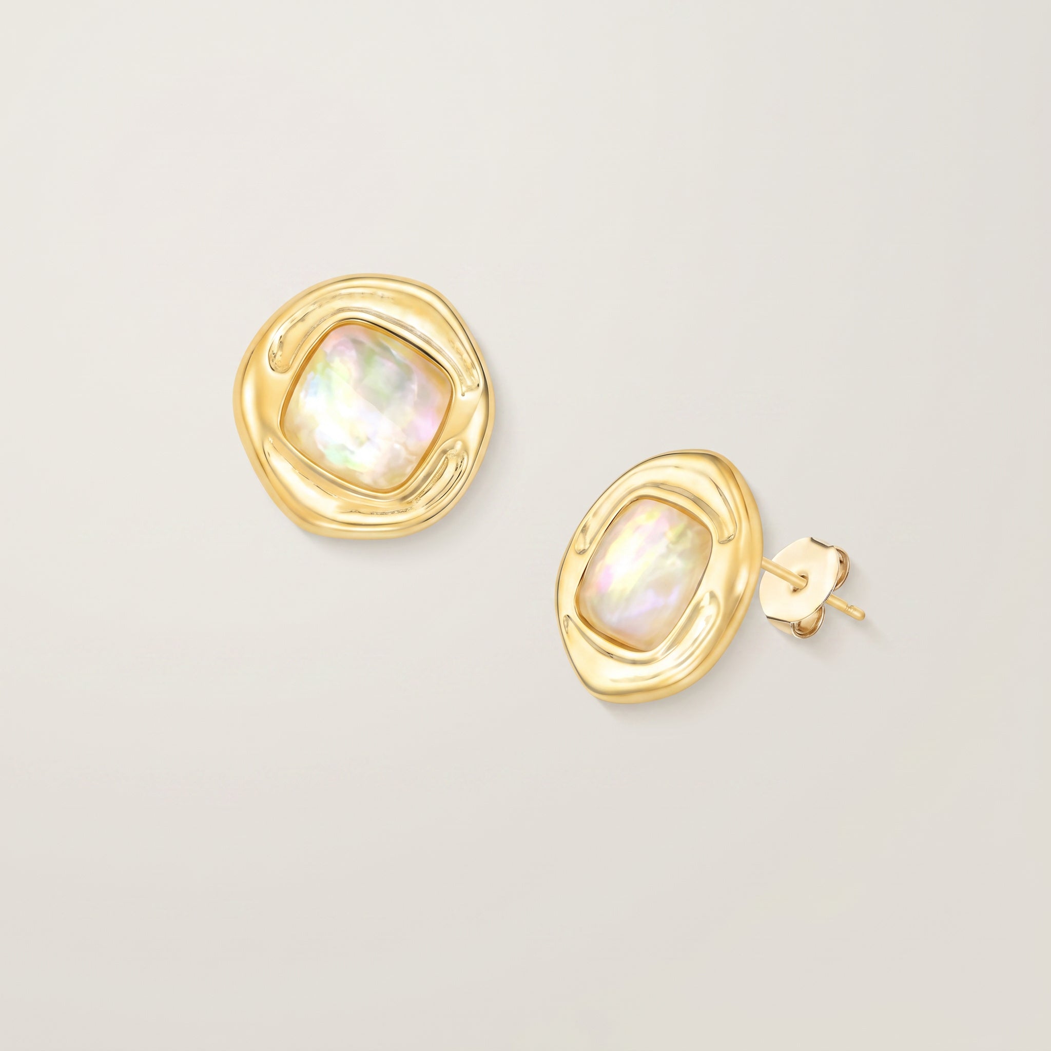 Purplee Store ICON Nautilus Opal Statement Earrings on a light gray background