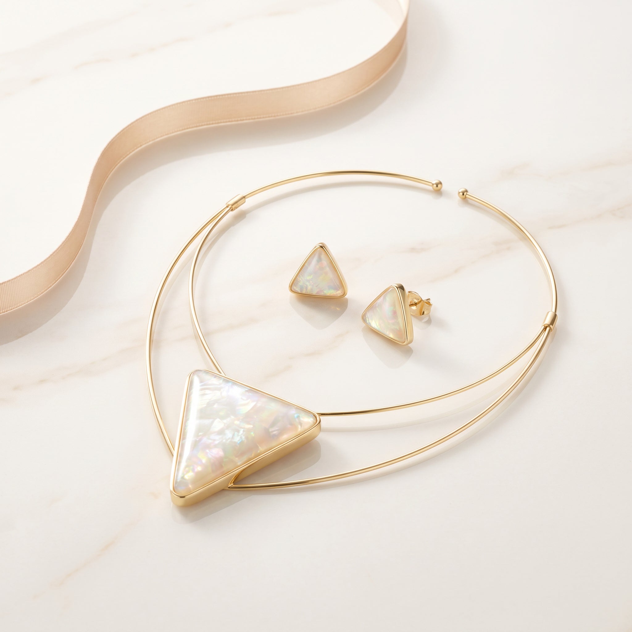 Purplee Store ICON Opal Statement Chocker and matching earrings on a light background
