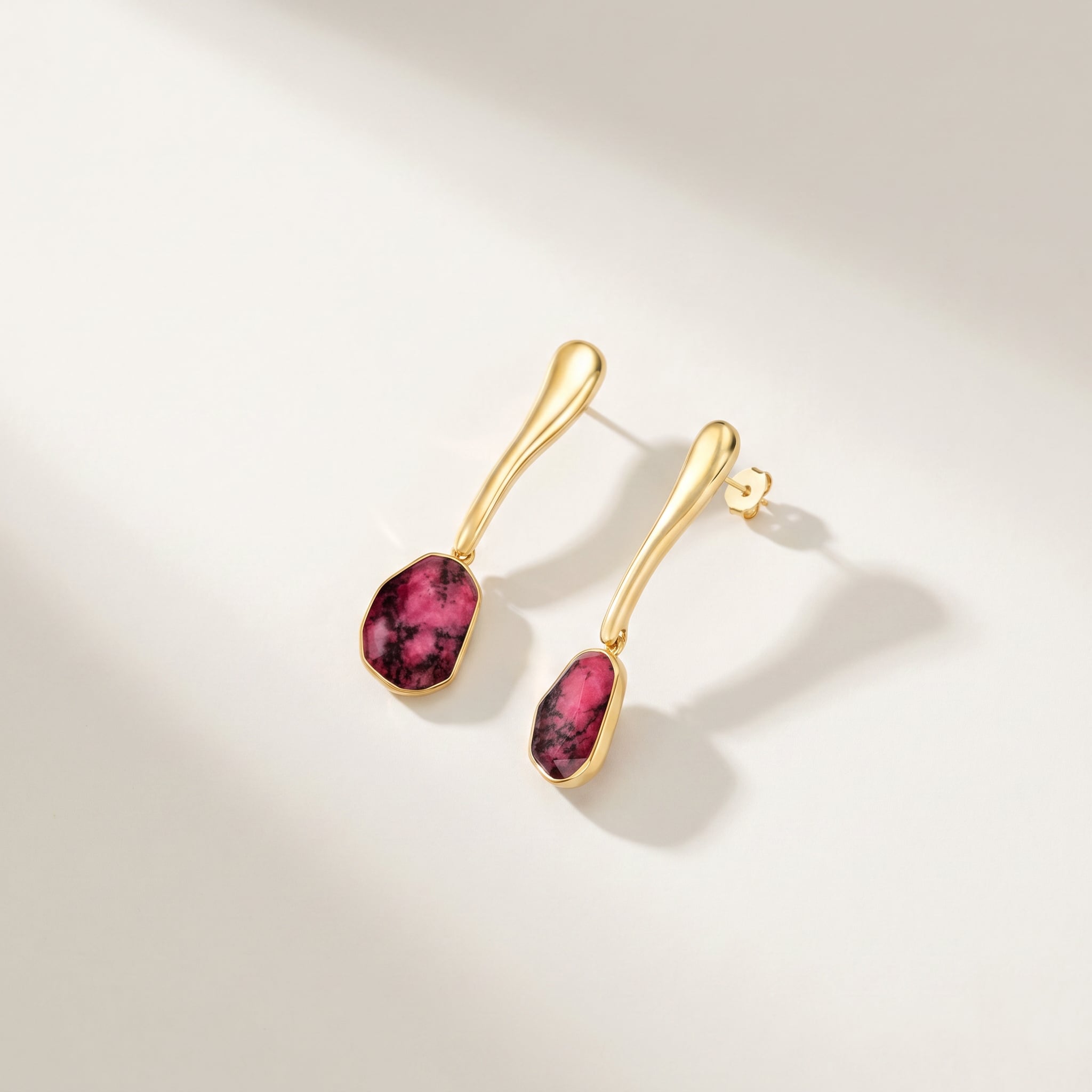 Purplee Store ICON Rhodonite Sculptural Earrings on a light background