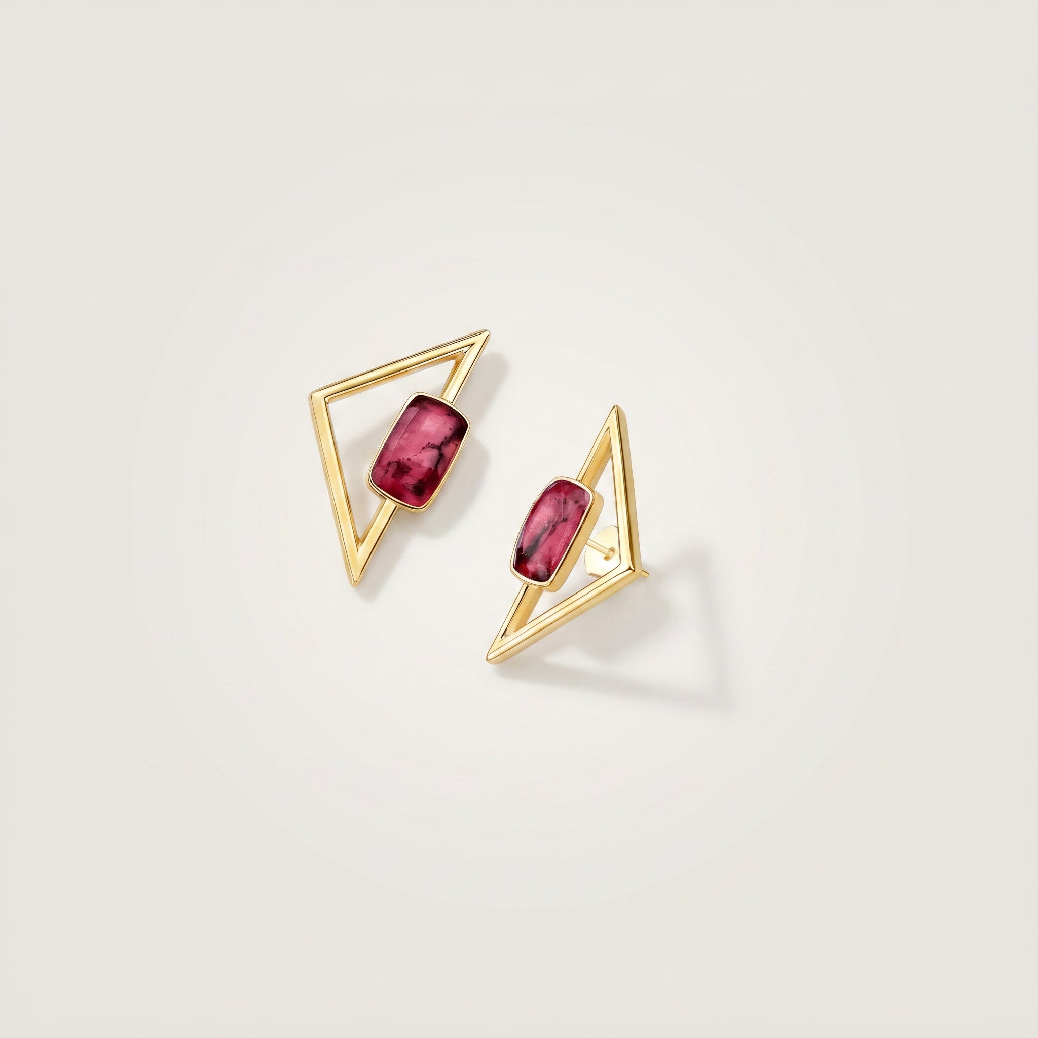 Purplee Store ICON Vertex Rhodonite Earrings on a light gray background