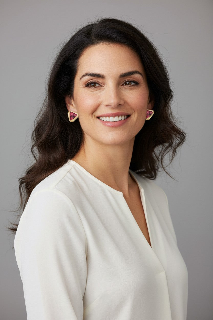 Mature woman using a ICON Eclipse Hoop Earrings-Purplee Store