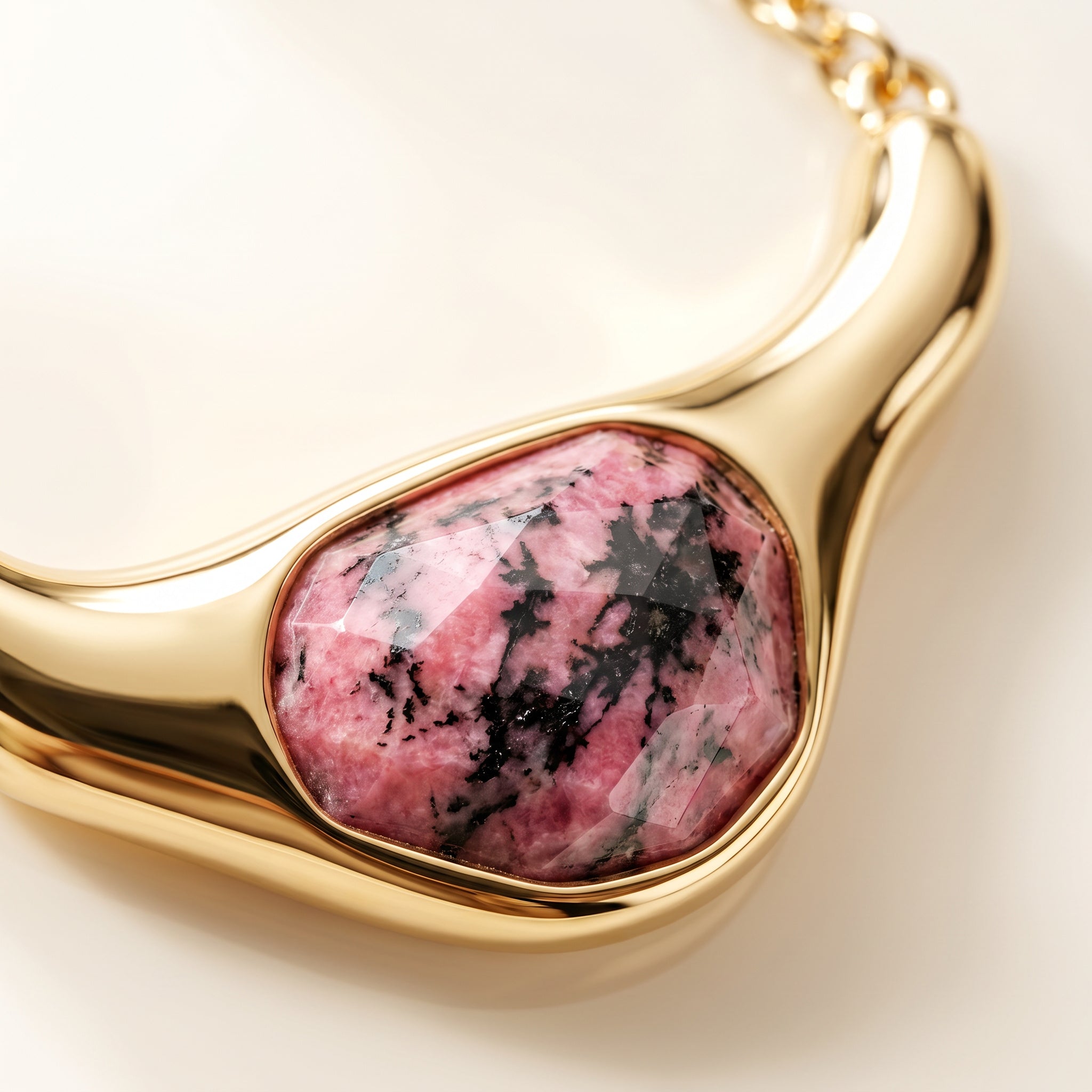 Close-up on Purplee Store ICON Rhodonite Statement Necklace