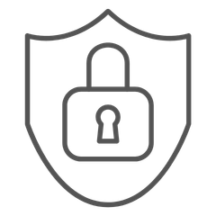 Shield icon with a lock inside on a white background