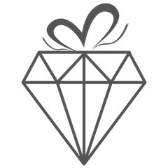 Diamond-shaped gift box with a heart-shaped bow on a white background