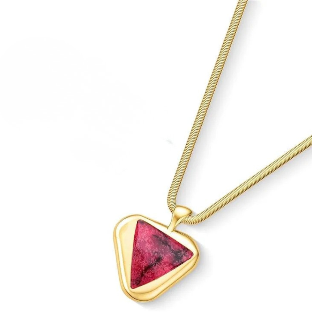 Luxury 24K Gold Plated Pendant Necklace with Genuine Rhodonite Purplee Store