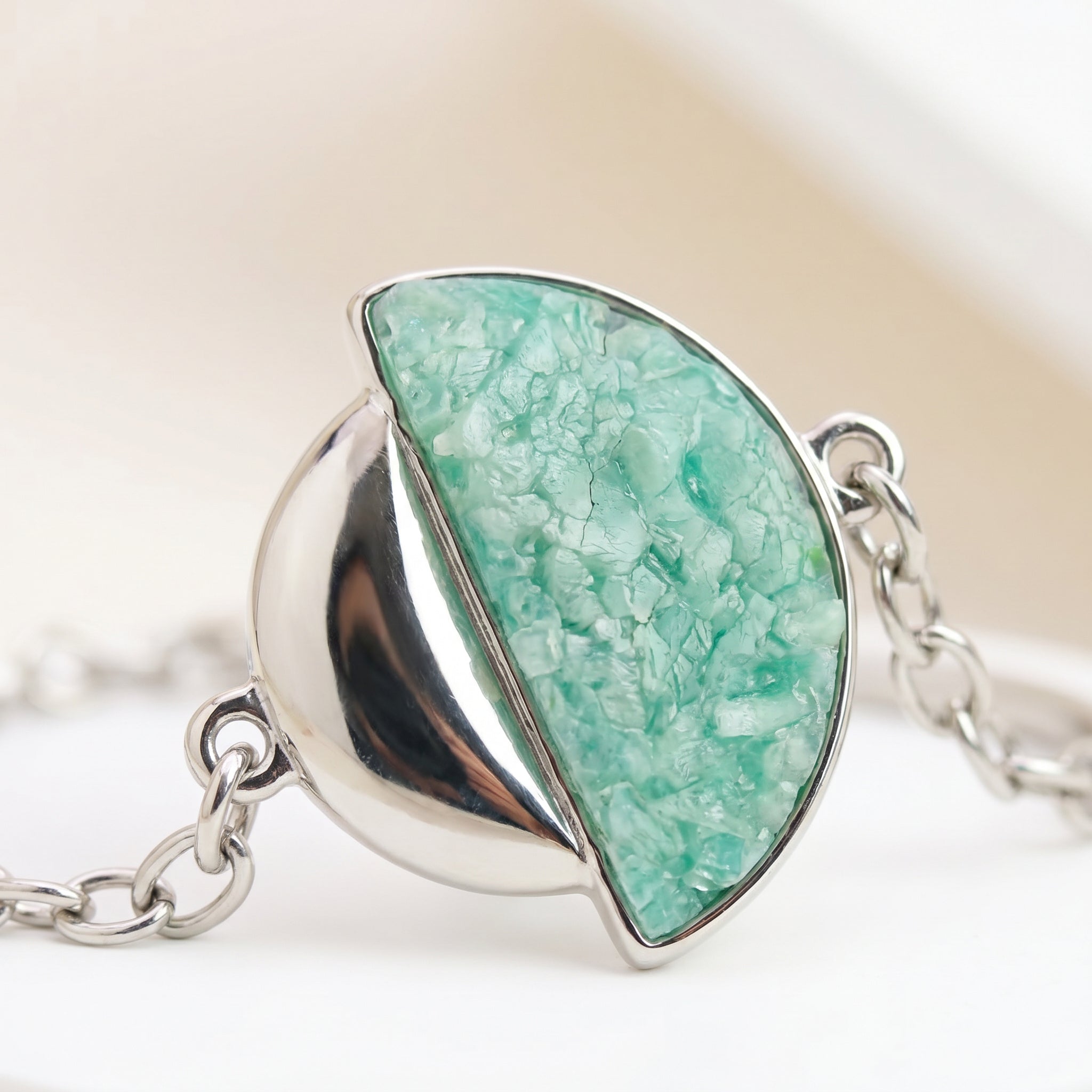 Purplee Store close-up on PIORELLE Green Amazonite Birthstone Bracelet  on a white background