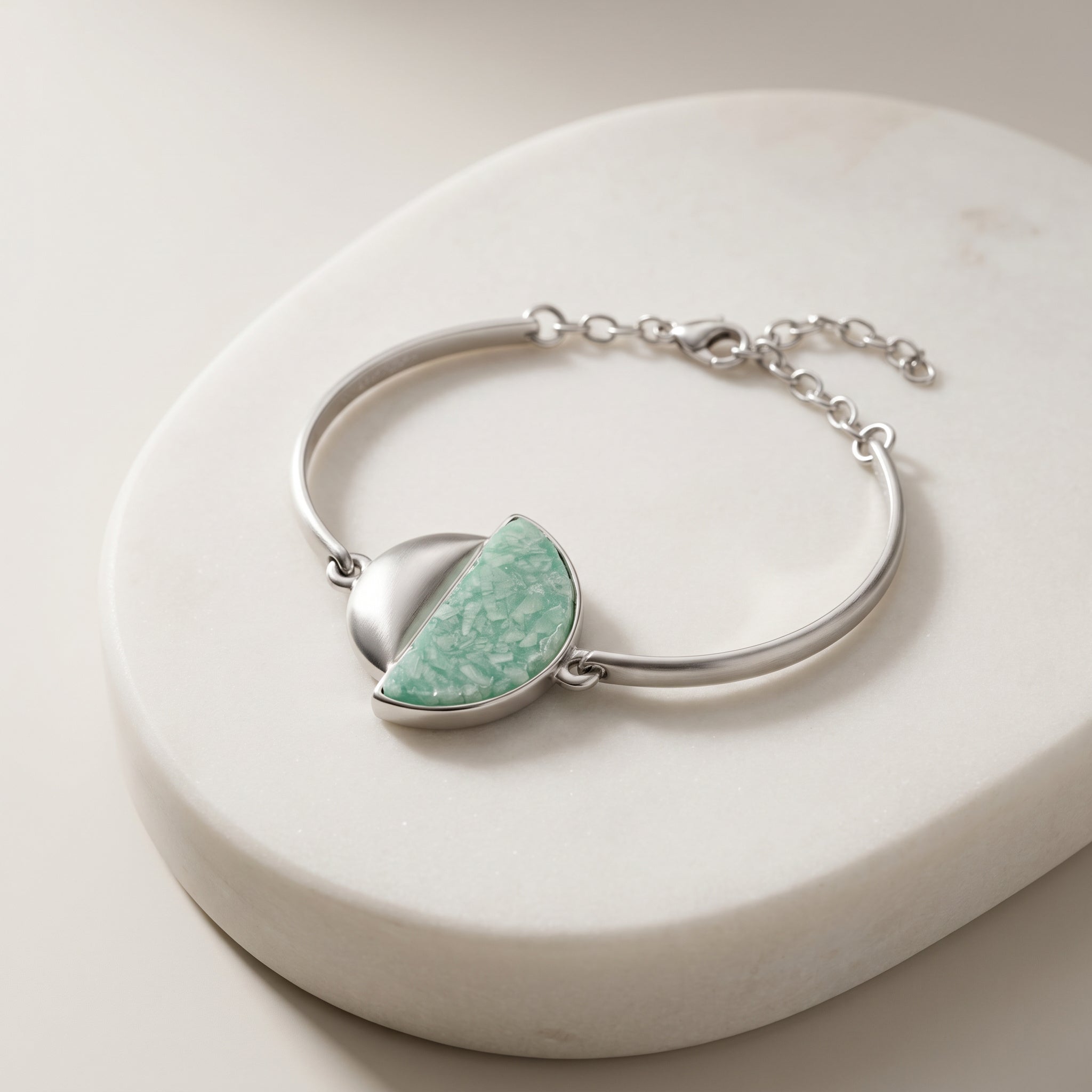 Purplee Store PIORELLE Green Amazonite Birthstone Bracelet on a white surface
