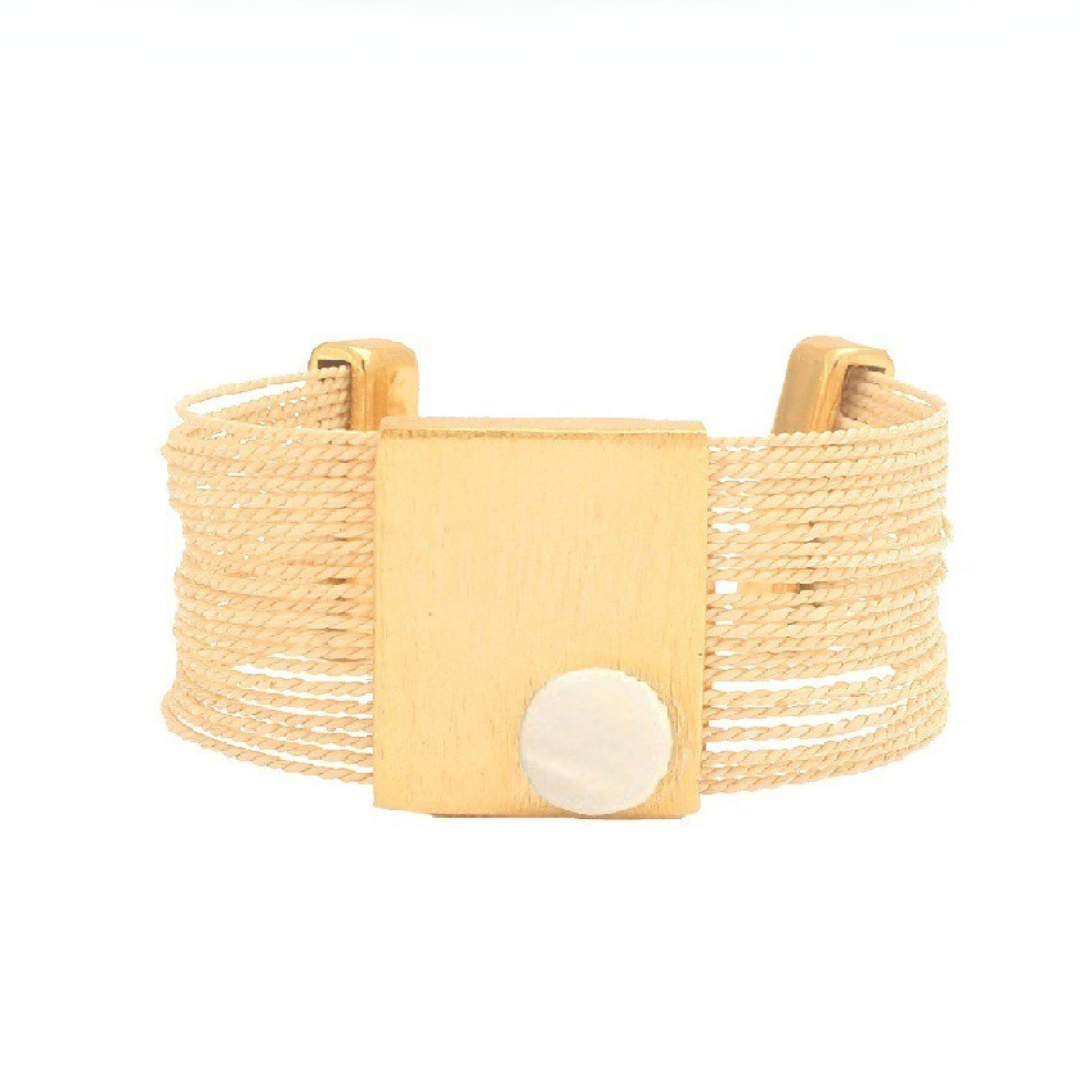 Purplee Store exclusive Coralis Bracelet – sustainable geometric jewelry with Mother of Pearl stone