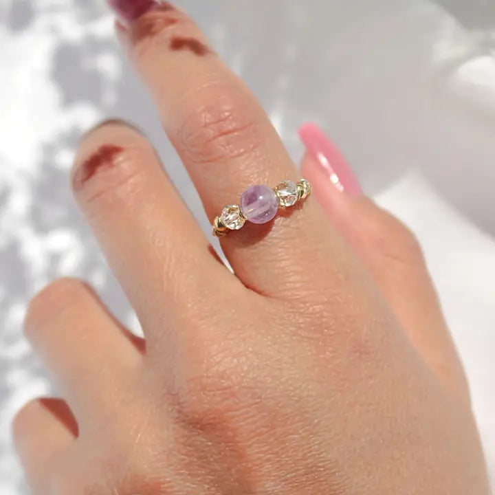Roselle Ring -Rose Quartz Elegance Purplee Store
