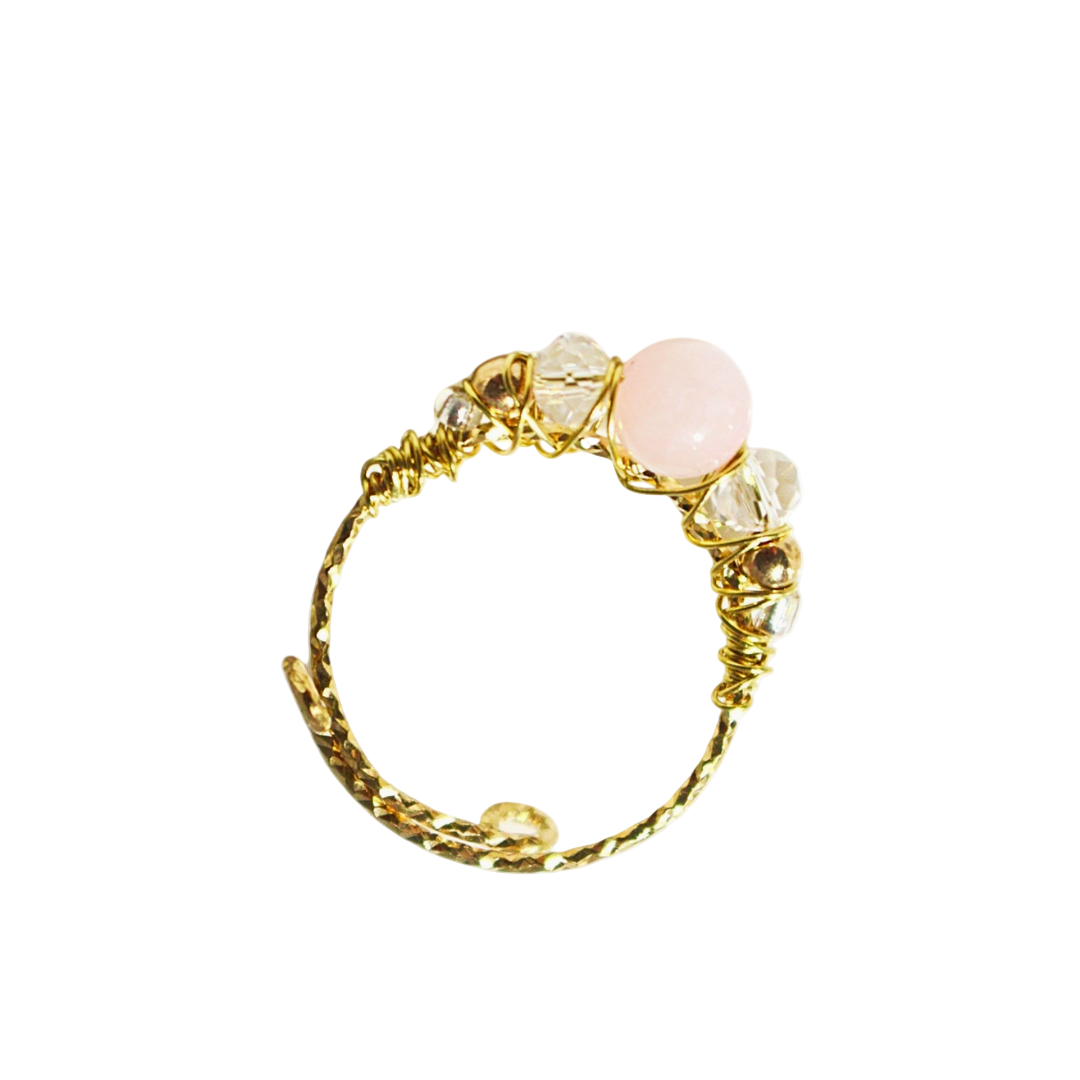 Elegant rose quartz ring waterproof hypoallergenic Purplee