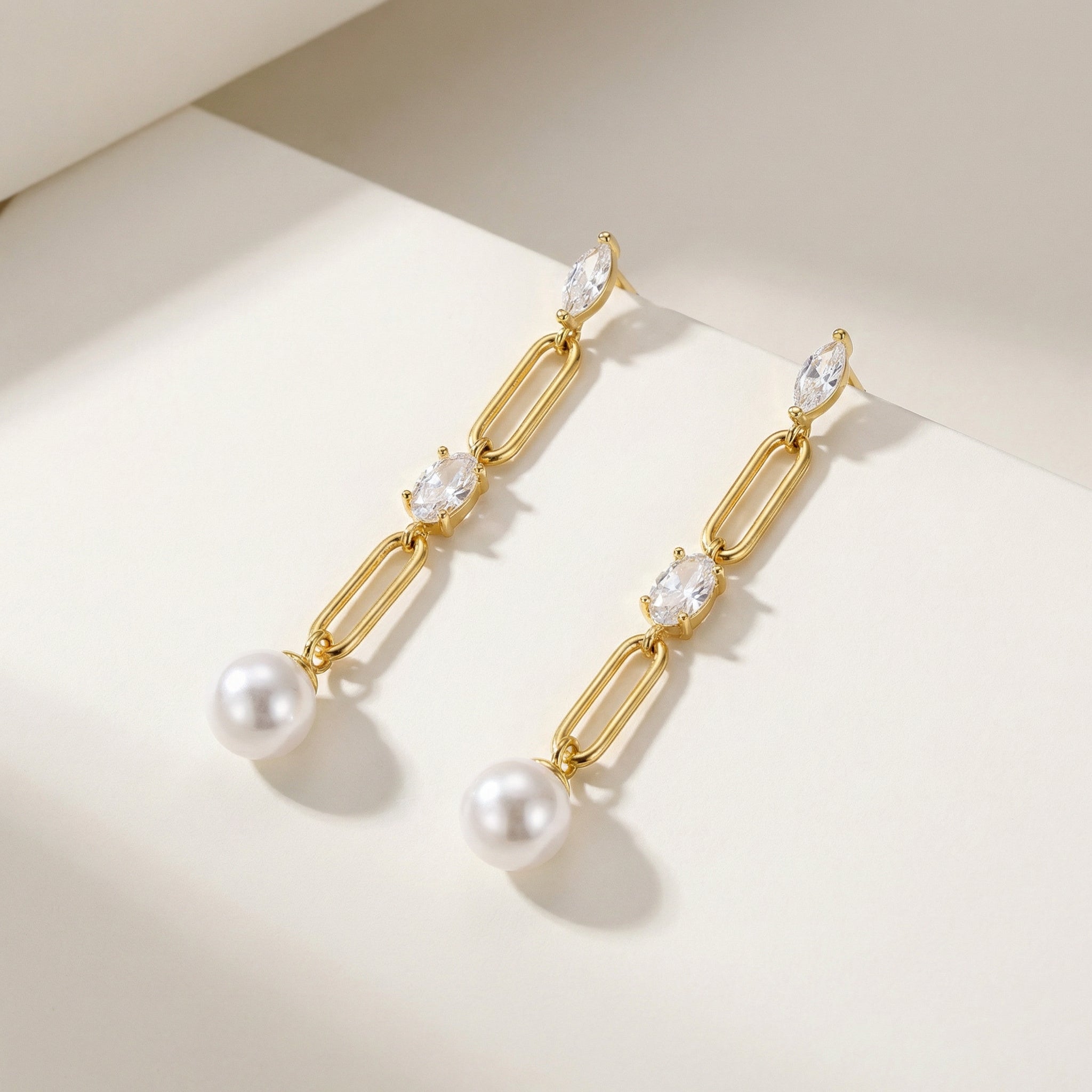 Lumina Gemstone Link Gold Vermeil Earrings| Purplee Store