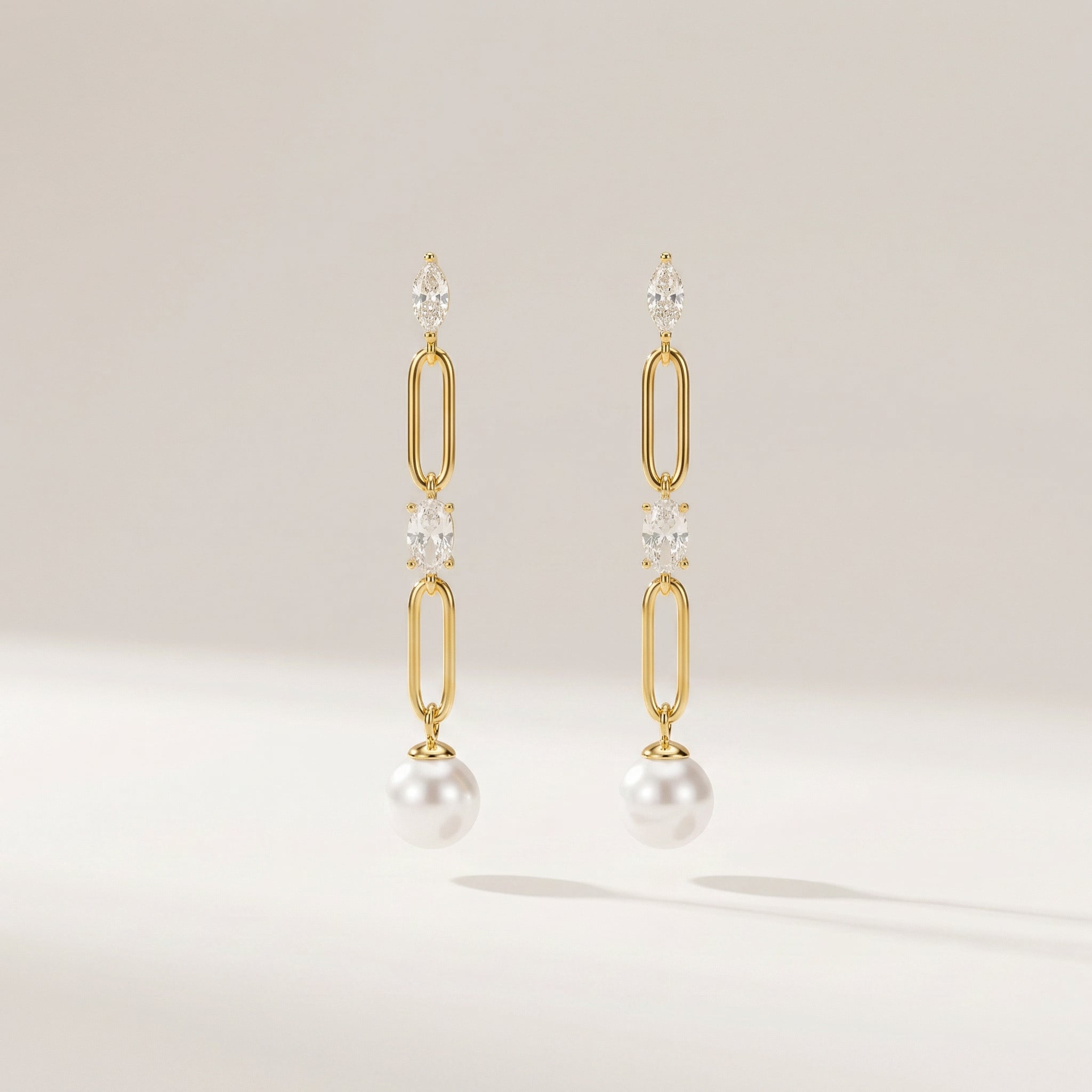 Lumina Gemstone Link Gold Vermeil Earrings| Purplee Store
