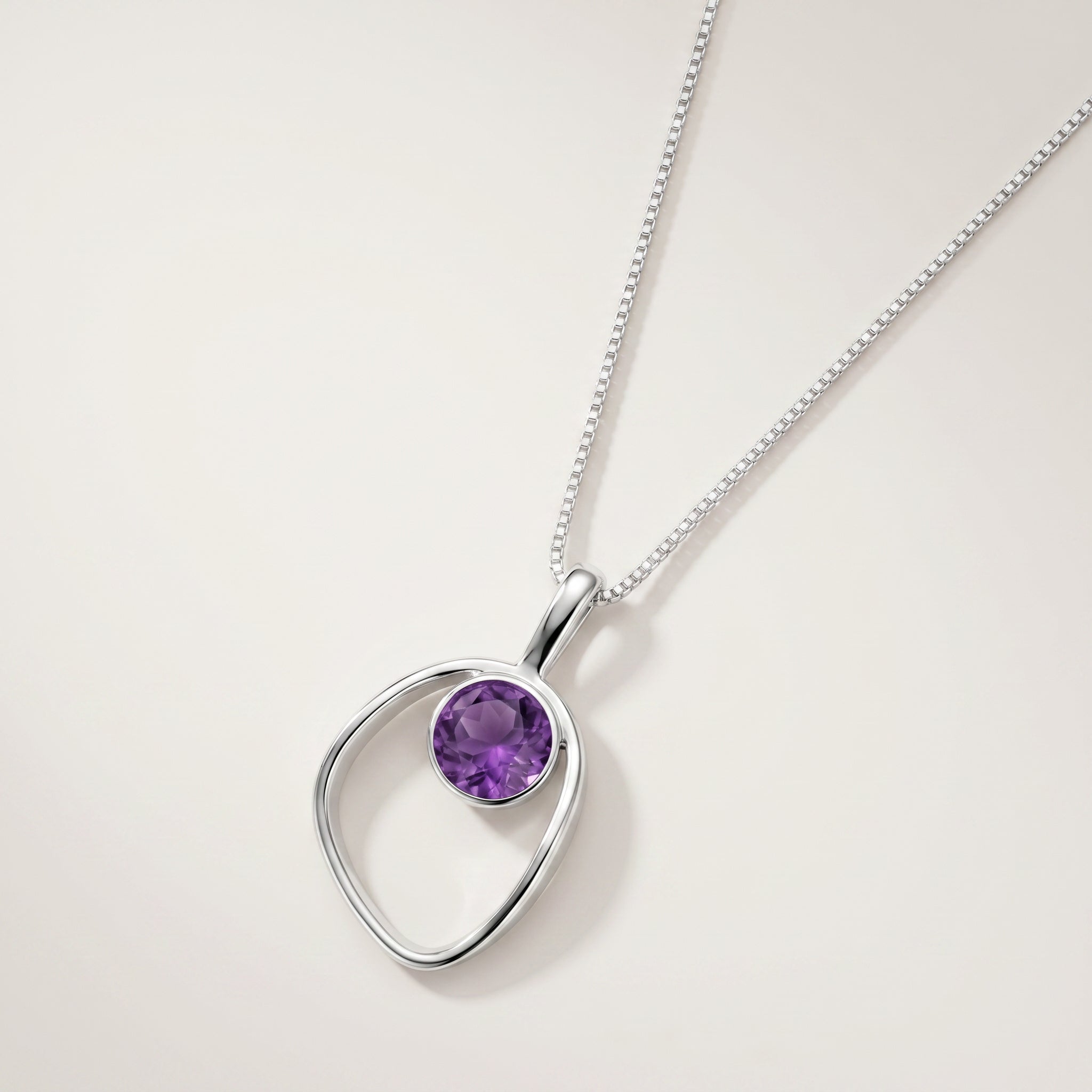 Purplee Store PIORELLE Organic Amethyst Necklace on a light gray background