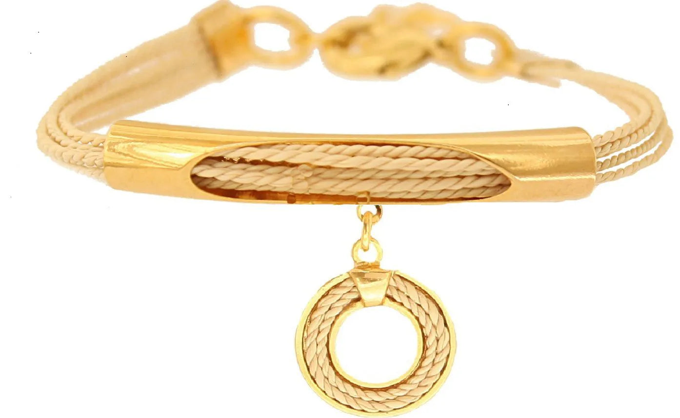 Pulsera mandala  hecho de paja Buriti y oro 18k  Purplee Store