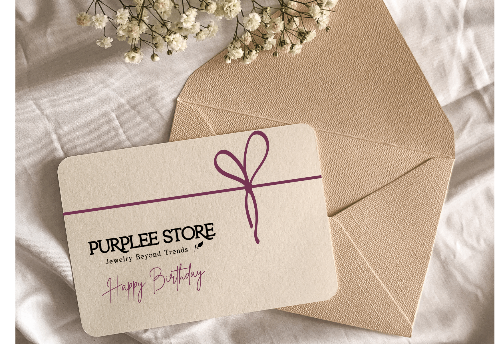 GIFT VOUCHER | "Happy Birthday" | Luxury handcrafted jewelry with natural materials and genuine stones - Purplee Store