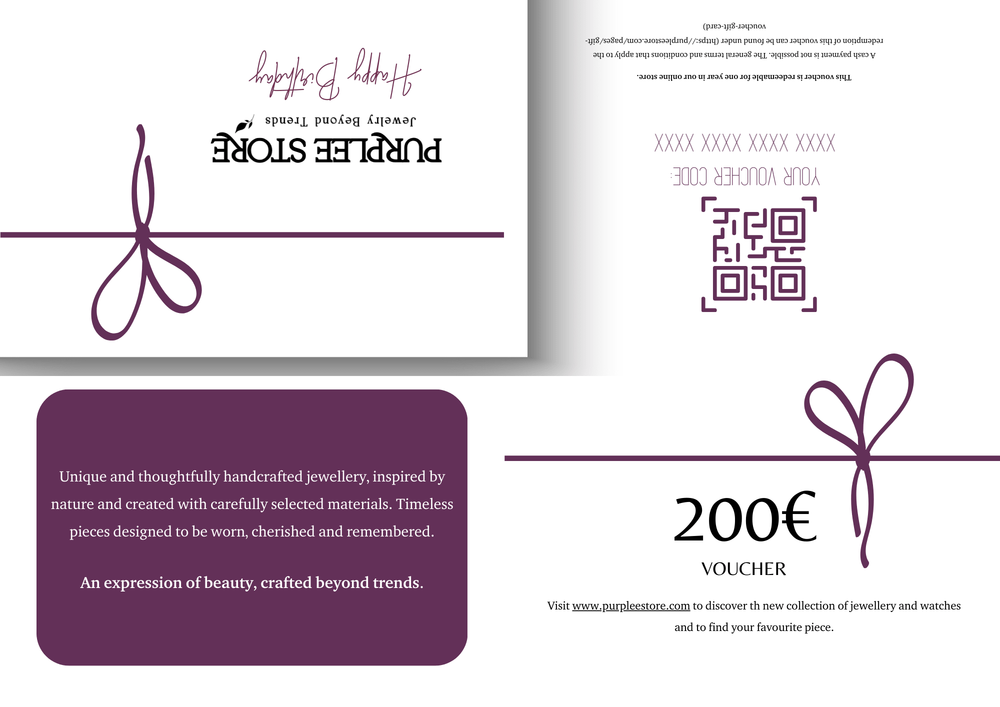 GIFT VOUCHER | "Happy Birthday" | Luxury handcrafted jewelry with natural materials and genuine stones - Purplee Store