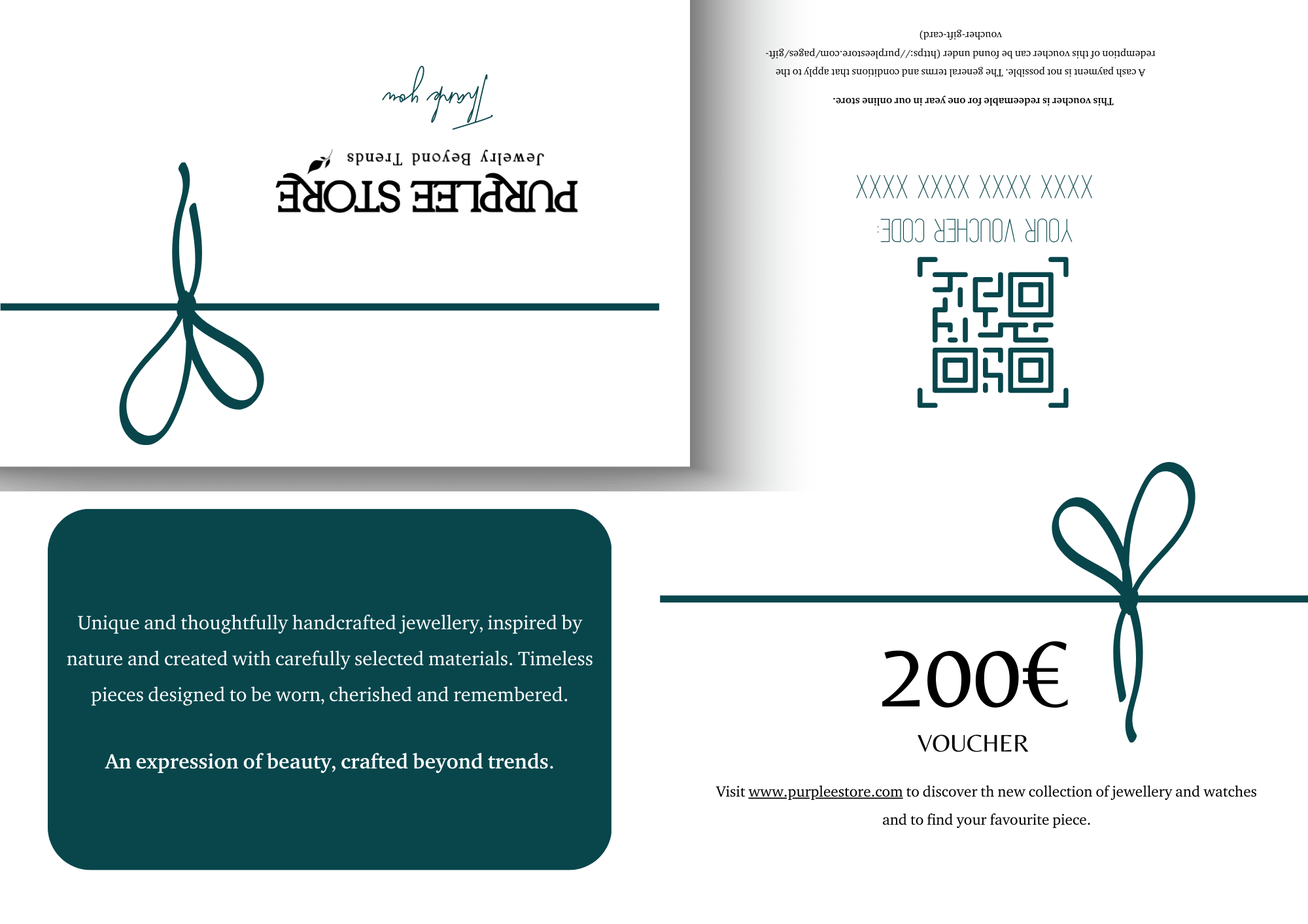 GIFT VOUCHER | "Thank You" | Luxury handcrafted jewelry with natural materials and genuine stones - Purplee Store