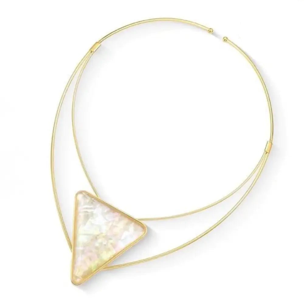 Luxury 24K Gold Plated Statement Necklace - Nautilus Sea Opal | Luxury handcrafted jewelry with natural materials and genuine stones - Purplee Store