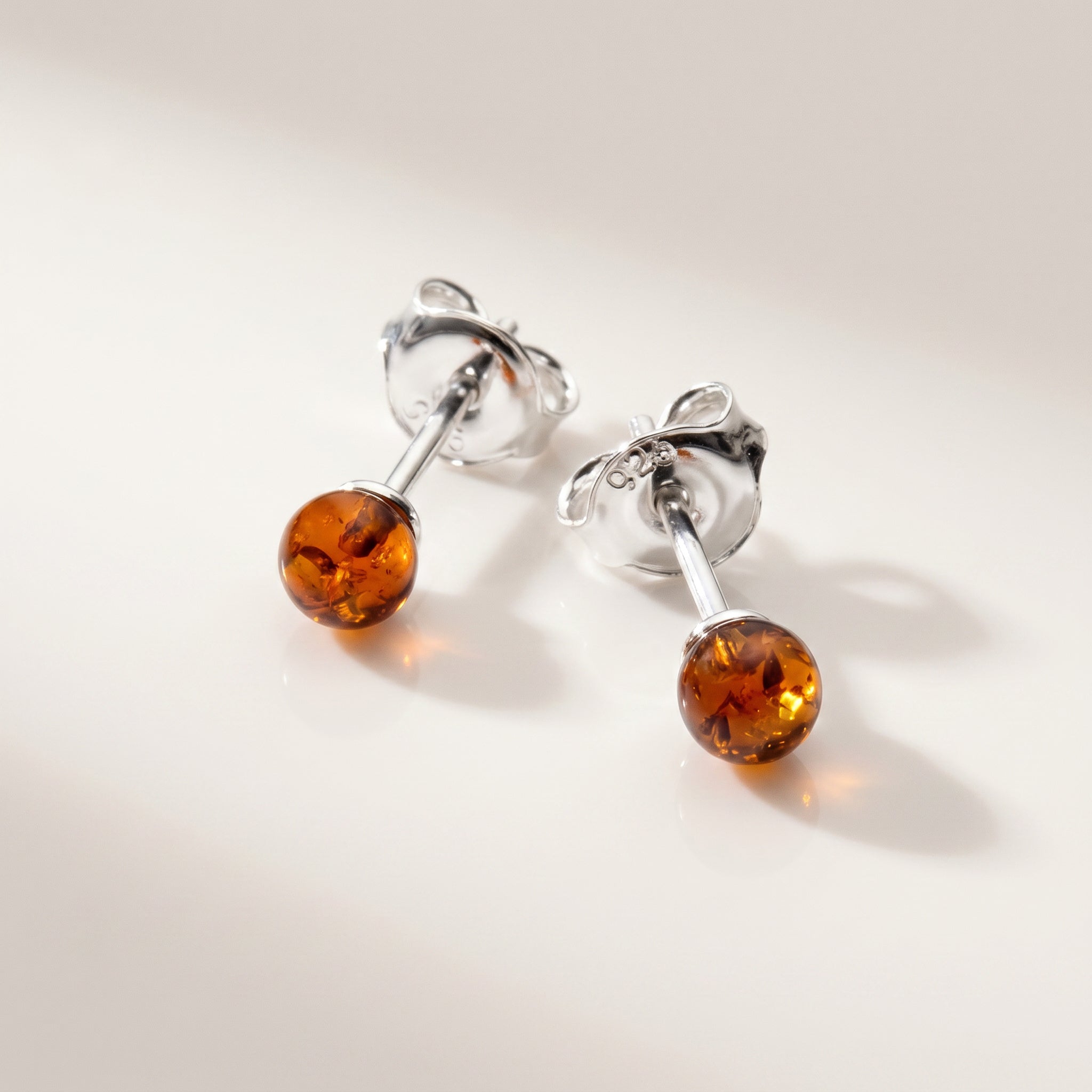 Amber Glow Cognac 925 Silver Studs|Purplee Store